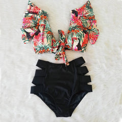 High Waist Bikini 2020 Ruffle Swimwear Women Print Sexy Swimsuit Push Up Bikinis Plus Size Bathing Suits Floral Beach Wear