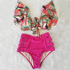 High Waist Bikini 2020 Ruffle Swimwear Women Print Sexy Swimsuit Push Up Bikinis Plus Size Bathing Suits Floral Beach Wear