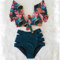 High Waist Bikini 2020 Ruffle Swimwear Women Print Sexy Swimsuit Push Up Bikinis Plus Size Bathing Suits Floral Beach Wear