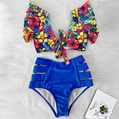 High Waist Bikini 2020 Ruffle Swimwear Women Print Sexy Swimsuit Push Up Bikinis Plus Size Bathing Suits Floral Beach Wear