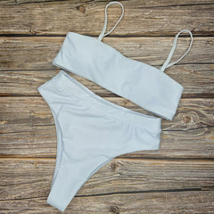 Sexy High Waist Bikini Set Swimsuit Popular Swimming Suit Biquini Two Pieces Solid High Quality Swimwear Women Fashion Beachwear