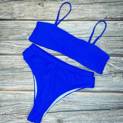 Sexy High Waist Bikini Set Swimsuit Popular Swimming Suit Biquini Two Pieces Solid High Quality Swimwear Women Fashion Beachwear