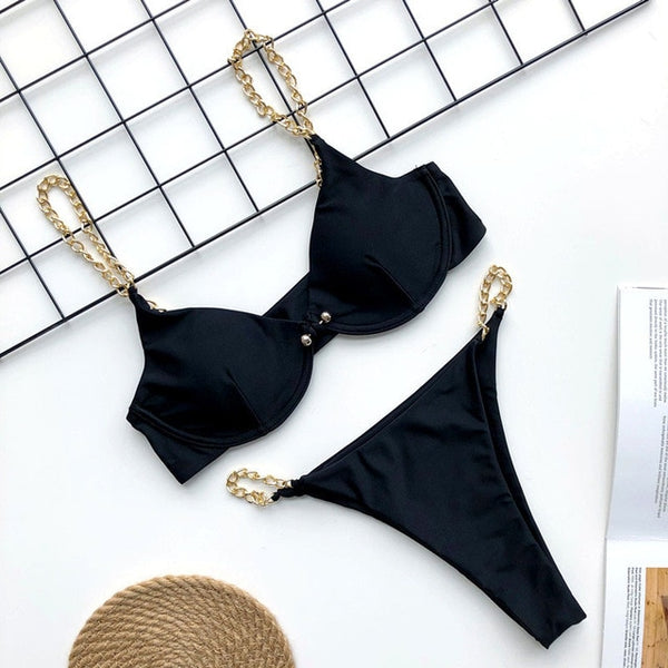 2020 New high cut thong bathing suit high waist swimsuit Solid swimwear women Brazilian Biquini swim beach micro bikini set