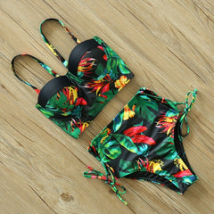 High Waist Bikini Set 2019 mujer Push Up Bandage Bikini Swimwear Women Floral Two Pieces Swimsuit Strappy biquinitraje de baño