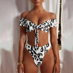 Sexy Bikini Set Women Brazilian Padded Push Up Swimwear  Leopard Bikinis Sling Bathing Suit G String Swimsuit Beachwear