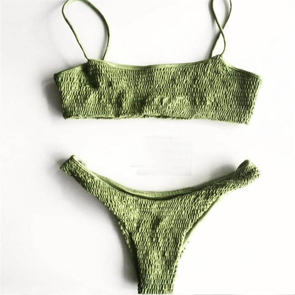 2017 New Sexy girls Bikini Push-up Pleated triangle Swimwear Women Push-up Bra Bikini Set Swimsuit Beach Bathing Swimwear