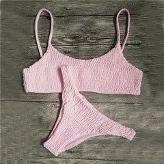 2017 New Sexy girls Bikini Push-up Pleated triangle Swimwear Women Push-up Bra Bikini Set Swimsuit Beach Bathing Swimwear