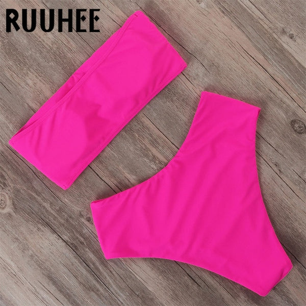 RUUHEE Bandage Bikini Swimwear Women Swimsuit High Waist Bikini Set 2020 Bathing Suit Push Up Maillot De Bain Femme Beachwear