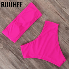 RUUHEE Bandage Bikini Swimwear Women Swimsuit High Waist Bikini Set 2020 Bathing Suit Push Up Maillot De Bain Femme Beachwear