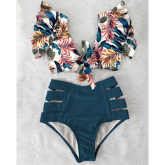 High Waist Bikini 2020 Ruffle Swimwear Women Print Sexy Swimsuit Push Up Bikinis Plus Size Bathing Suits Floral Beach Wear