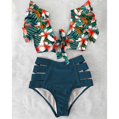 High Waist Bikini 2020 Ruffle Swimwear Women Print Sexy Swimsuit Push Up Bikinis Plus Size Bathing Suits Floral Beach Wear