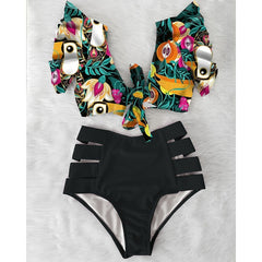 High Waist Bikini 2020 Ruffle Swimwear Women Print Sexy Swimsuit Push Up Bikinis Plus Size Bathing Suits Floral Beach Wear