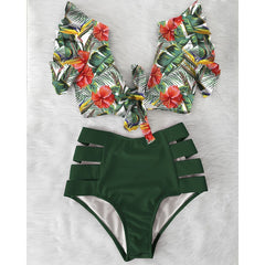 High Waist Bikini 2020 Ruffle Swimwear Women Print Sexy Swimsuit Push Up Bikinis Plus Size Bathing Suits Floral Beach Wear