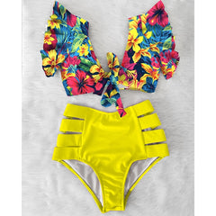 High Waist Bikini 2020 Ruffle Swimwear Women Print Sexy Swimsuit Push Up Bikinis Plus Size Bathing Suits Floral Beach Wear
