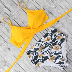 High Waist Bikini Push Up Printed Bikini 2020 Leoprad Swimsuit Women Bathing Suit Women Cross Bandage Swimwear Multiple Color