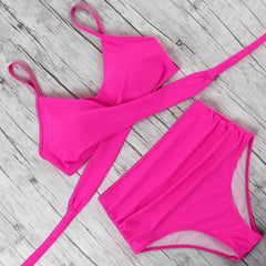 High Waist Bikini Push Up Printed Bikini 2020 Leoprad Swimsuit Women Bathing Suit Women Cross Bandage Swimwear Multiple Color