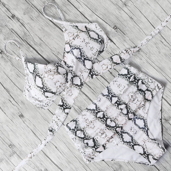 High Waist Bikini Push Up Printed Bikini 2020 Leoprad Swimsuit Women Bathing Suit Women Cross Bandage Swimwear Multiple Color