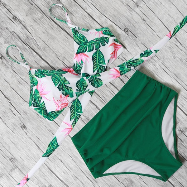High Waist Bikini Push Up Printed Bikini 2020 Leoprad Swimsuit Women Bathing Suit Women Cross Bandage Swimwear Multiple Color