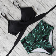 High Waist Bikini Push Up Printed Bikini 2020 Leoprad Swimsuit Women Bathing Suit Women Cross Bandage Swimwear Multiple Color