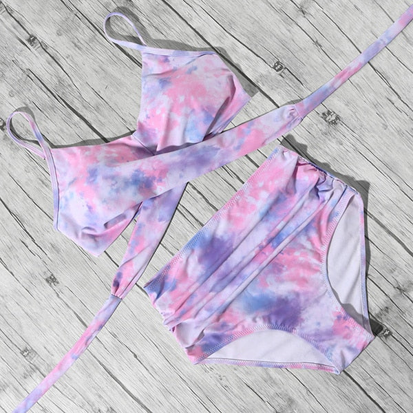 High Waist Bikini Push Up Printed Bikini 2020 Leoprad Swimsuit Women Bathing Suit Women Cross Bandage Swimwear Multiple Color