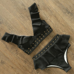 2020 New High Waist Bikini Swimwear Women Swimsuit Push Up Bikinis Women Bathing Suit Biquini Ruffle Bikini Summer Beach Wear