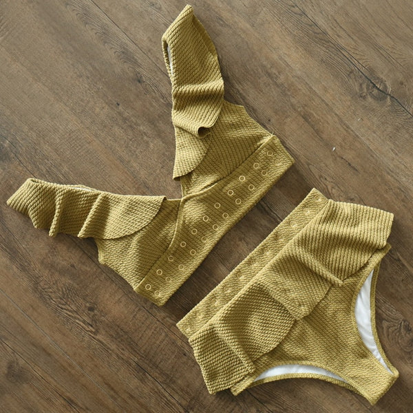 2020 New High Waist Bikini Swimwear Women Swimsuit Push Up Bikinis Women Bathing Suit Biquini Ruffle Bikini Summer Beach Wear