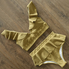 2020 New High Waist Bikini Swimwear Women Swimsuit Push Up Bikinis Women Bathing Suit Biquini Ruffle Bikini Summer Beach Wear