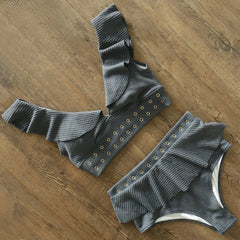 2020 New High Waist Bikini Swimwear Women Swimsuit Push Up Bikinis Women Bathing Suit Biquini Ruffle Bikini Summer Beach Wear