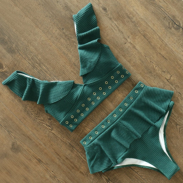 2020 New High Waist Bikini Swimwear Women Swimsuit Push Up Bikinis Women Bathing Suit Biquini Ruffle Bikini Summer Beach Wear