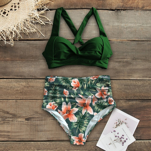 Sexy High Waist Bikini 2020 Halter Plus Size Swimwear Women Swimsuit Female Bikini Set Bodysuit Bathing Suit Summer Biquini XXL