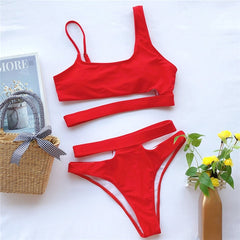 Mossha Hollow out White swimwear women High waist bikini 2020 Mujer Metal Buckle belt swimsuit women biquini female bathing suit