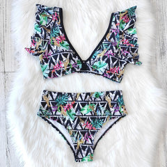 High Waist Bikini 2020 Ruffle Swimwear Women Print Sexy Swimsuit Push Up Bikinis Plus Size Bathing Suits Floral Beach Wear