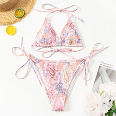 2020 Women Fashion Padded Bra Bikini Set Swimsuit Ladies Solid Bandage Push-up Triangle Swimwear Bathing Suits Biquini Swimwear