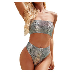 Bikini 2020 Sexy Snake Print High Waist Swimming suit for Women Bikini Set Bandeau Sexy Swimsuit Monokini mujer Strapless  430#3
