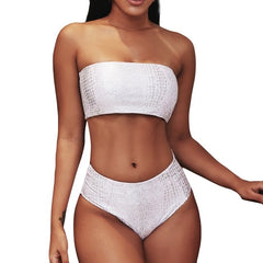 Bikini 2020 Sexy Snake Print High Waist Swimming suit for Women Bikini Set Bandeau Sexy Swimsuit Monokini mujer Strapless  430#3
