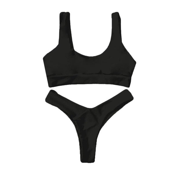 JAYCOSIN Solid Bikini Set Women Sexy Two Piece Swimsuit Bikinis Summer Tube Top Swimwear Mid Waist Bathing Suit Female Biquini