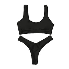 JAYCOSIN Solid Bikini Set Women Sexy Two Piece Swimsuit Bikinis Summer Tube Top Swimwear Mid Waist Bathing Suit Female Biquini