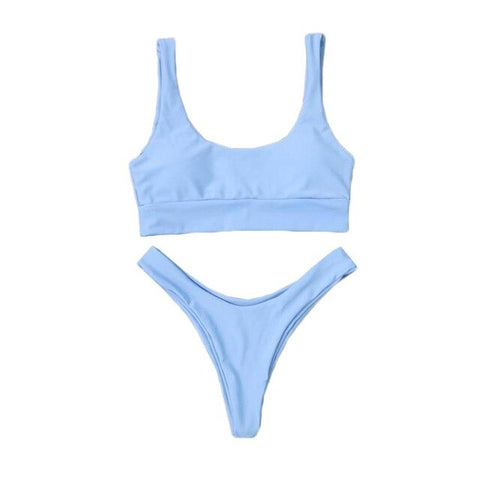 JAYCOSIN Solid Bikini Set Women Sexy Two Piece Swimsuit Bikinis Summer Tube Top Swimwear Mid Waist Bathing Suit Female Biquini