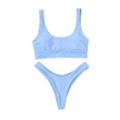 JAYCOSIN Solid Bikini Set Women Sexy Two Piece Swimsuit Bikinis Summer Tube Top Swimwear Mid Waist Bathing Suit Female Biquini