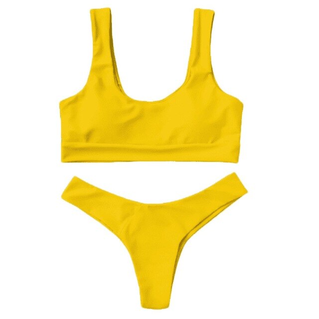 JAYCOSIN Solid Bikini Set Women Sexy Two Piece Swimsuit Bikinis Summer Tube Top Swimwear Mid Waist Bathing Suit Female Biquini