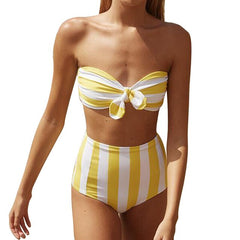 Strapless Bikini Set Bandeau Swimwear Women High Waist Bathers Knot Brazilian Biquini Sexy Bathing Suit Female Micro Bikinis